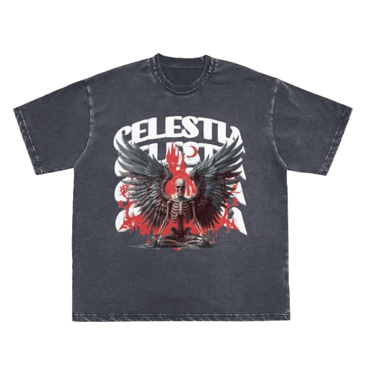 CELESTIA HAUNTED BY DARKNESS Frayed Vintage Washed T-Shirt