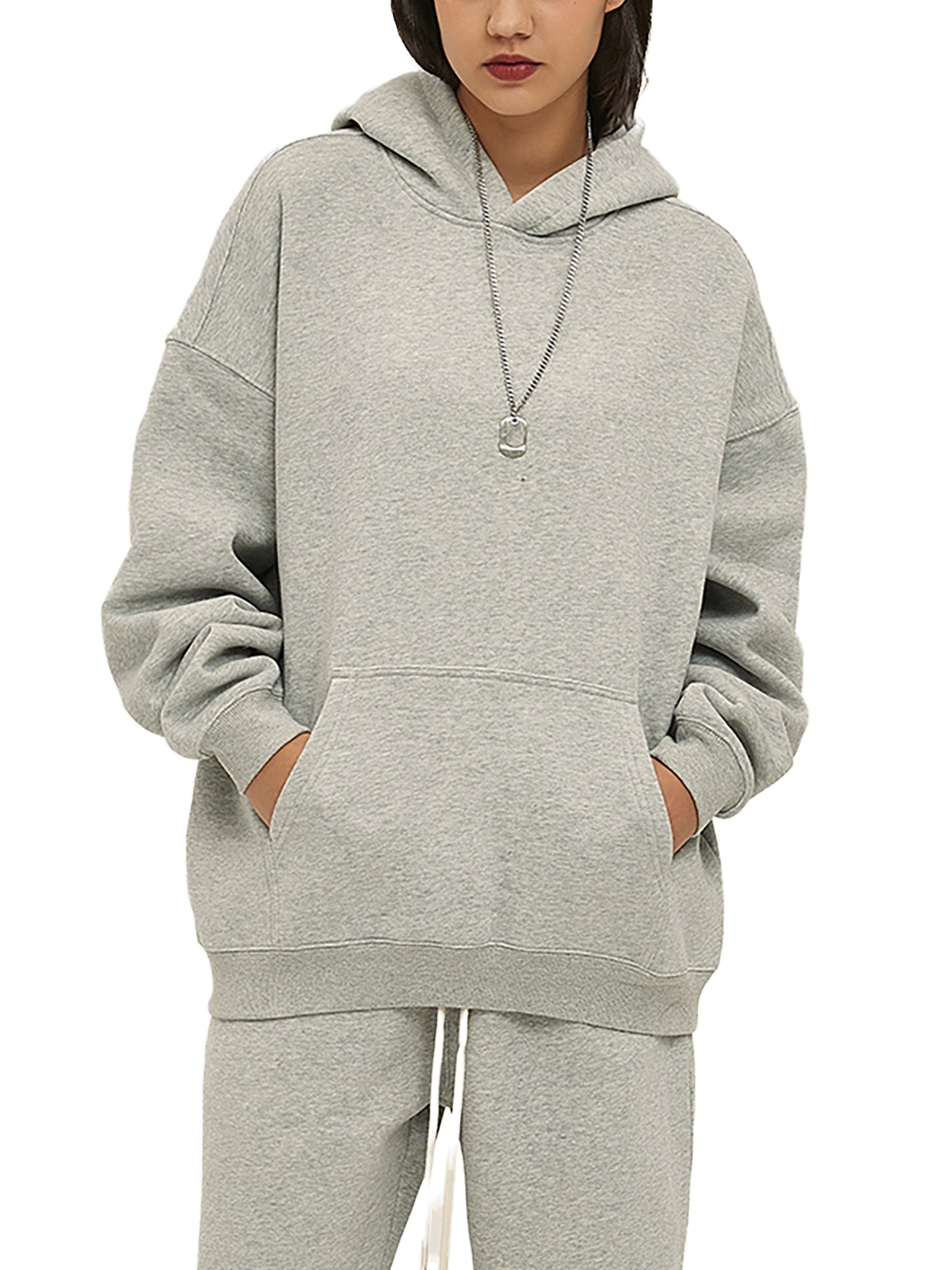 CELESTIA BASICS Unisex Oversized Solid Color Fleece Hoodie